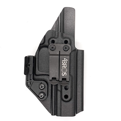 Inside Waistband IWB Holster designed to fit the Walther PDP Full Size 4.5" pistol. Holster profile is cut to allow red dot sights to be mounted on the pistol.  This holster will fit the Full Size 4.5", Full Size 4" & Compact. Full sweat guard, adjustable retention and open muzzle for threaded barrels and compensators.