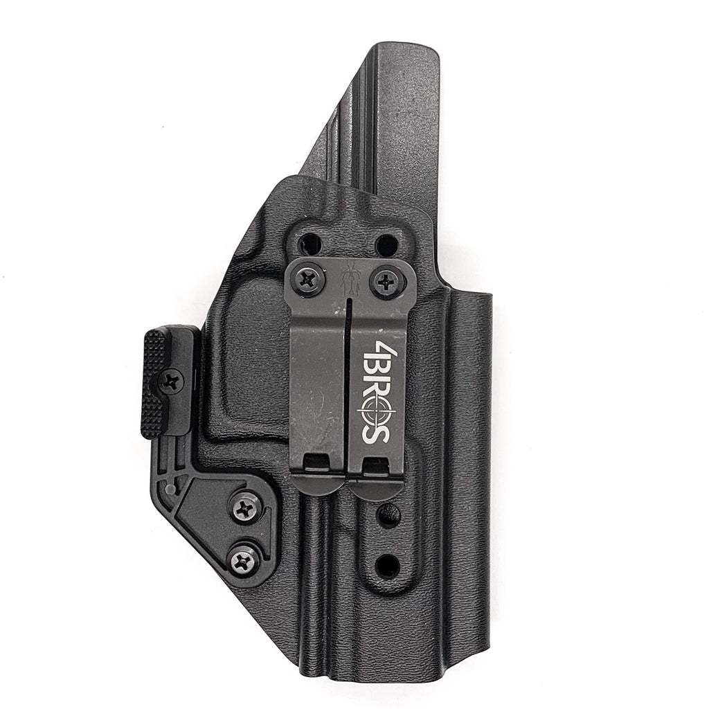 For the best, most comfortable, AIWB, IWB, Kydex Inside Waistband Holster Designed to fit the Walther PDP F Series 4" & 3.5" pistol, shop Four Brothers 4BROS holsters. Adjustable retention, high sweat guard, smooth edges, and minimal material for improved comfort and concealment. Made in the USA