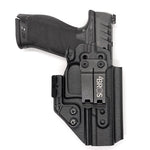 Inside Waistband IWB Holster designed to fit the Walther PDP Full Size 4.5" pistol. Holster profile is cut to allow red dot sights to be mounted on the pistol.  This holster will fit the Full Size 4.5", Full Size 4" & Compact. Full sweat guard, adjustable retention and open muzzle for threaded barrels and compensators.
