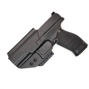 Inside Waistband IWB Kydex Holster designed to fit the Walther PDP Compact pistol. Holster profile is cut to allow red dot sights to be mounted on the pistol.  This holster will fit the Full Size 4.5", Full Size 4" & Compact. Full sweat guard, adjustable retention and open muzzle for threaded barrels and compensators.