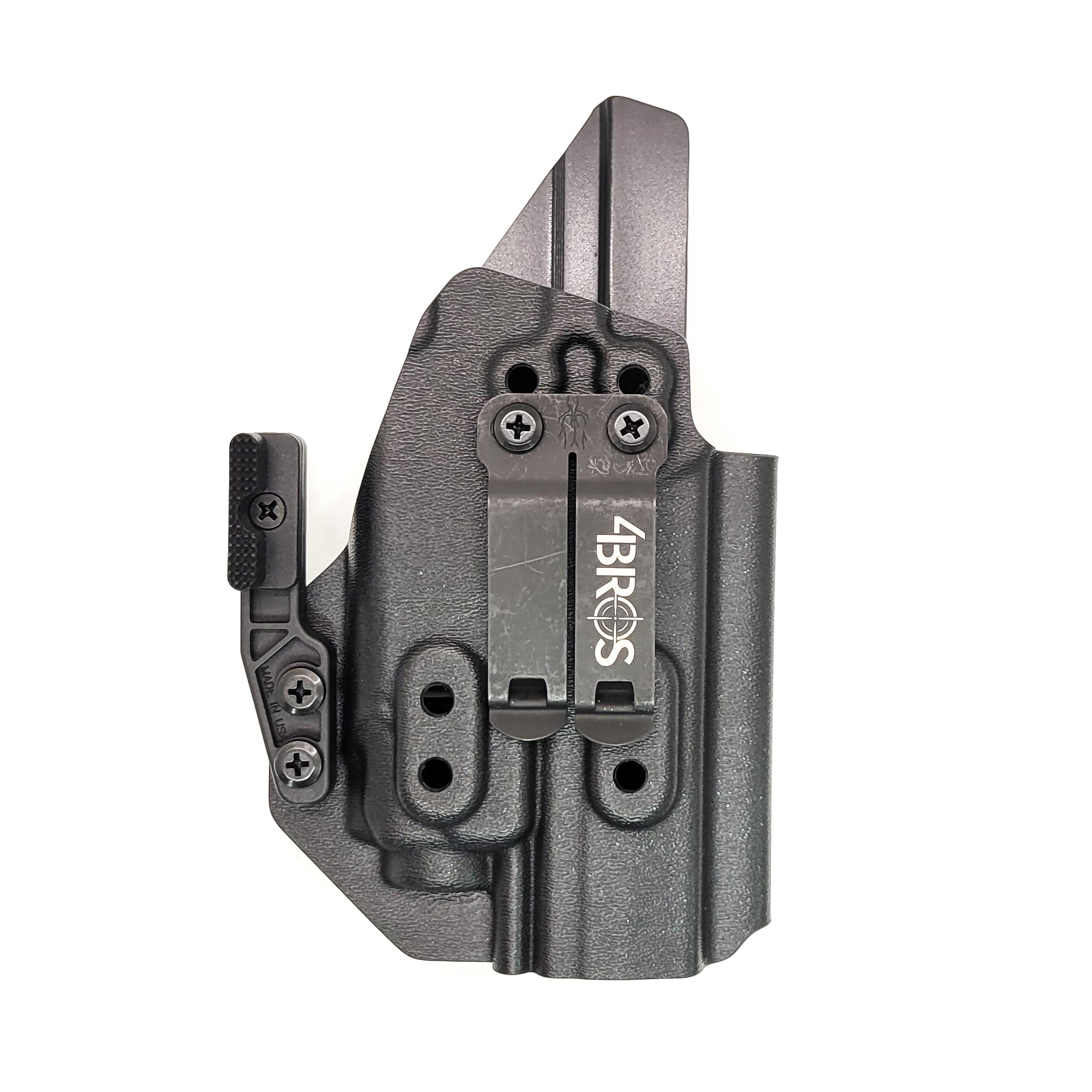For the best, Inside Waistband IWB AIWB Kydex Holster for the FN 509 compact, 509, 509 Tactical with the Streamlight TLR-8 or TLR-8A, shop Four Brothers Holsters. Open Muzzle, adjustable retention, cleared for suppressor height sights up to 3/8", full sweat guard, cut for red dot sights and optics. Made in the USA.
