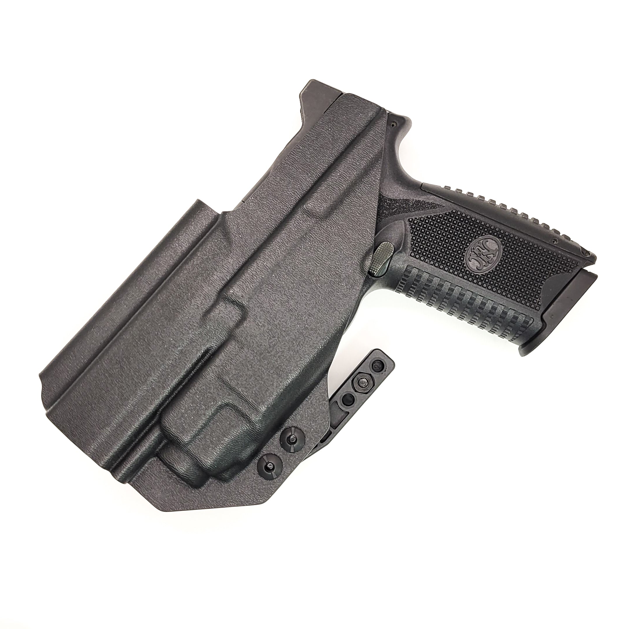 For the best, Inside Waistband IWB AIWB Kydex Holster for the FN 509 compact, 509, 509 Tactical with the Streamlight TLR-8 or TLR-8A, shop Four Brothers Holsters. Open Muzzle, adjustable retention, cleared for suppressor height sights up to 3/8", full sweat guard, cut for red dot sights and optics. Made in the USA.