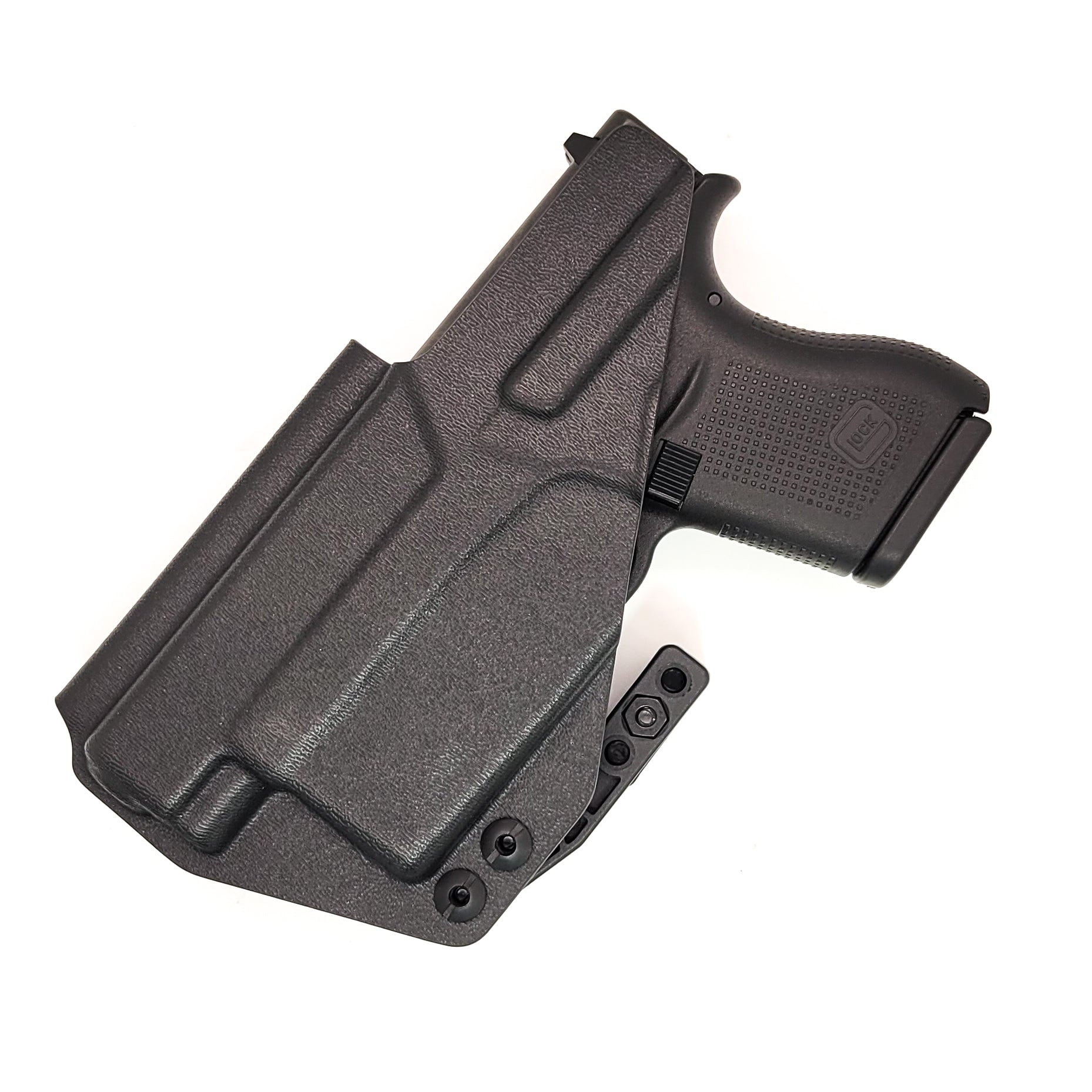 For the best, Inside Waistband IWB AIWB Kydex Holster designed to fit the Glock 43, 43X, or 48 with the Nightstick TSM-11W Weapon Mounted light, shop Four Brothers Holsters. Full sweat guard, adjustable retention, minimal material & smooth edges to reduce printing. Made in the USA. Cleared for red dot sights. 4Bros