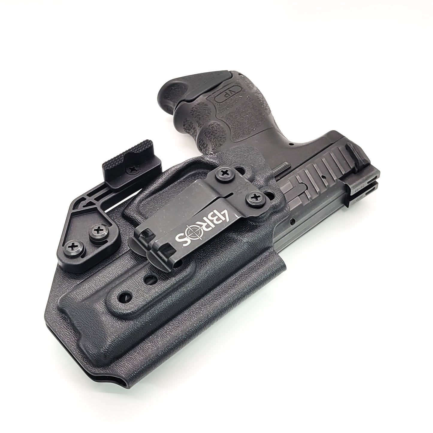 For the best Inside waistband Appendix AIWB IWB kydex holster designed to fit the H&K HK VP9 and VP9SK, shop Four Brothers Holsters. Full sweat guard, adjustable retention, cleared for red dot sights and optics.  Smooth edges to reduce printing. Made in the USA Heckler and Koch 4BROS VP 9 V P 9 SK S K