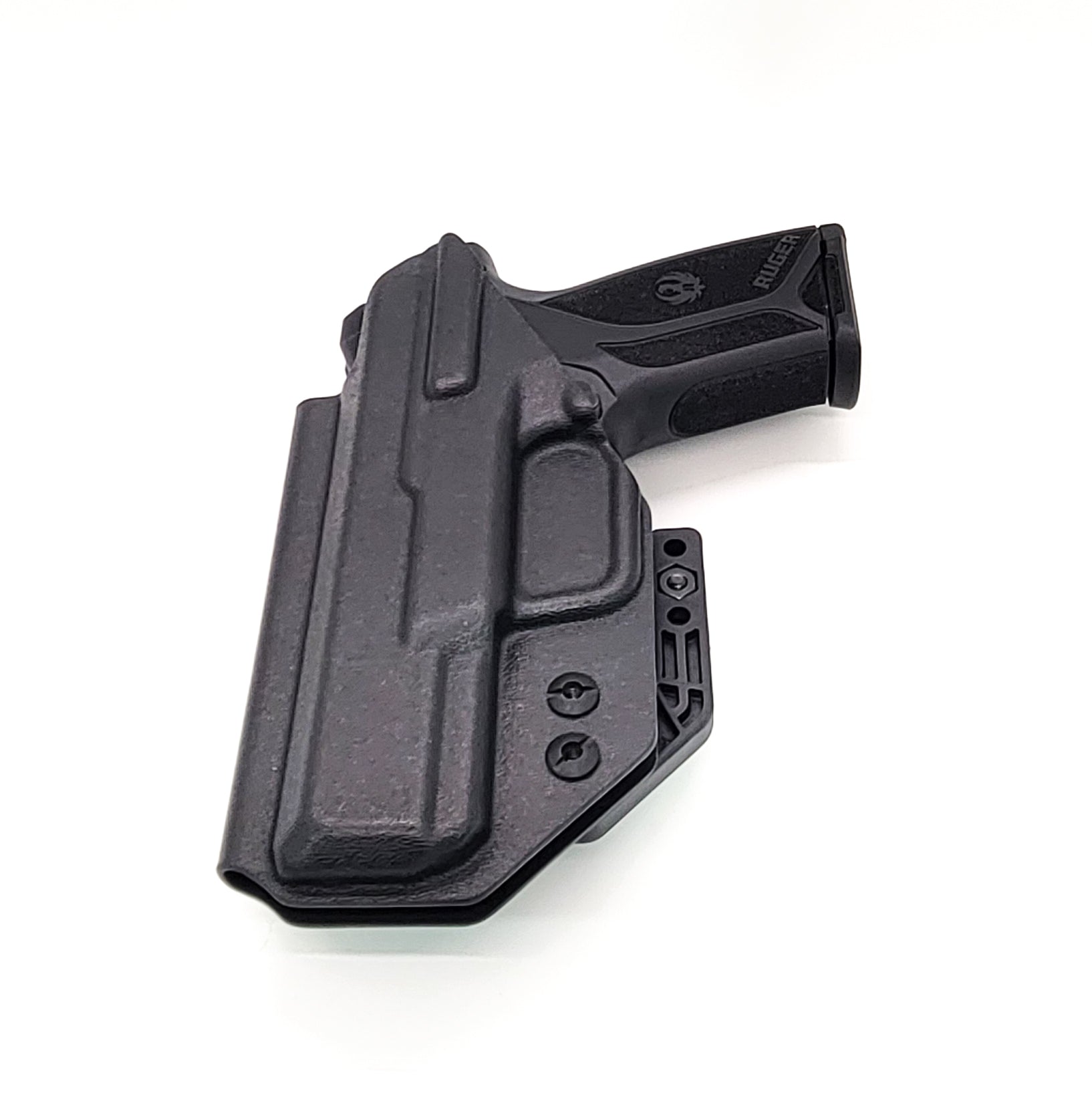 For the best, most comfortable, AIWB, IWB, Kydex Inside Waistband Holster Designed to fit the Ruger Security 9 pistol, shop Four Brothers 4BROS holsters. Adjustable retention, high sweat guard, smooth edges, and minimal material for improved comfort and concealment. Made in the USA 