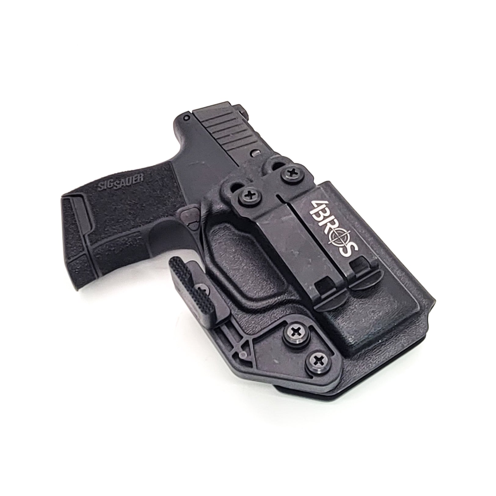 For the Best, most comfortable inside waistband Kydex holster designed to fit the Sig Sauer P365 pistol, shop Four Brothers Holsters. Cleared for a red dot sight, Adjustable retention, high sweat guard, smooth edges, and minimal material for improved comfort and concealment. Made in the USA IWB AIWB 4BROS P 365