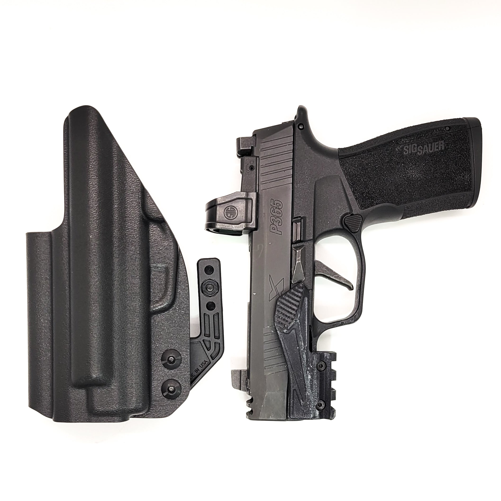 For the best, most comfortable, AIWB, IWB, Kydex Inside Waistband Holster designed to fit the Sig Sauer P365-XMACRO, P365-XMACRO COMP, P365-XMACRO TACOPS, and P365-XMACRO COMP ROMEOZERO ELITE. with the GoGunsUSA Gas Pedal. shop Four Brothers 4BROS holsters. Adjustable retention smooth edges for comfort & concealment 