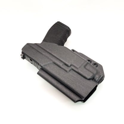 Inside Waistband Holster designed to fit the Springfield Hellcat Pro pistol with the Streamlight TLR-7 & TLR-7A light mounted to the handgun. The holster retention is on the light itself and not the pistol. Full sweat guard, adjustable retention, minimal material, and smooth edges to reduce printing. Made in the USA.