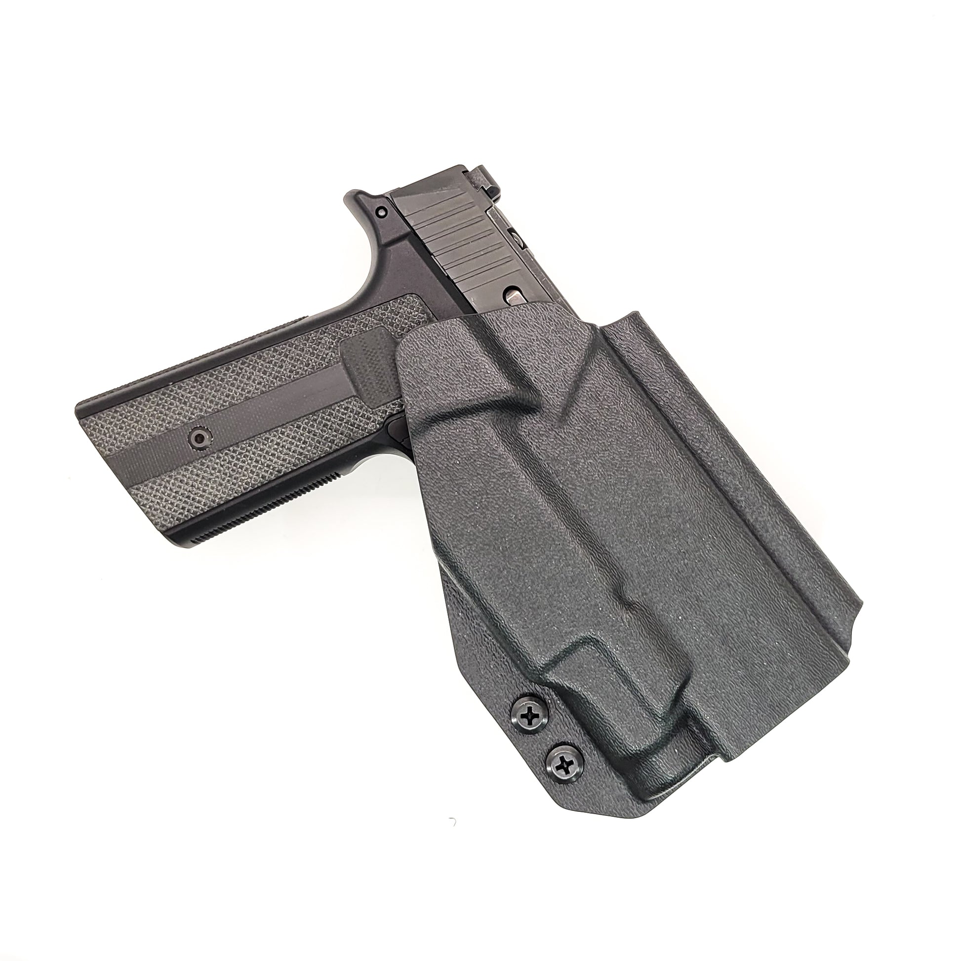 For the best concealed OWB Outside Waistband Kydex Holster designed to fit the Sig Sauer P365-XMACRO, P365, and P365XL with the Mischief Machine Alpha, Omega, & Commander Grip Module and the Streamlight 1913 TLR-7 Sub, shop Four Brothers Holsters. Full sweat guard, Open muzzle, cut for red dot sights. MACRO TLR7 Sub