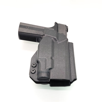 For the best concealed OWB Outside Waistband Kydex Holster designed to fit the Sig Sauer P365-XMACRO, P365, and P365XL with the Mischief Machine Alpha, Omega, & Commander Grip Module and the Streamlight 1913 TLR-7 Sub, shop Four Brothers Holsters. Full sweat guard, Open muzzle, cut for red dot sights. MACRO TLR7 Sub