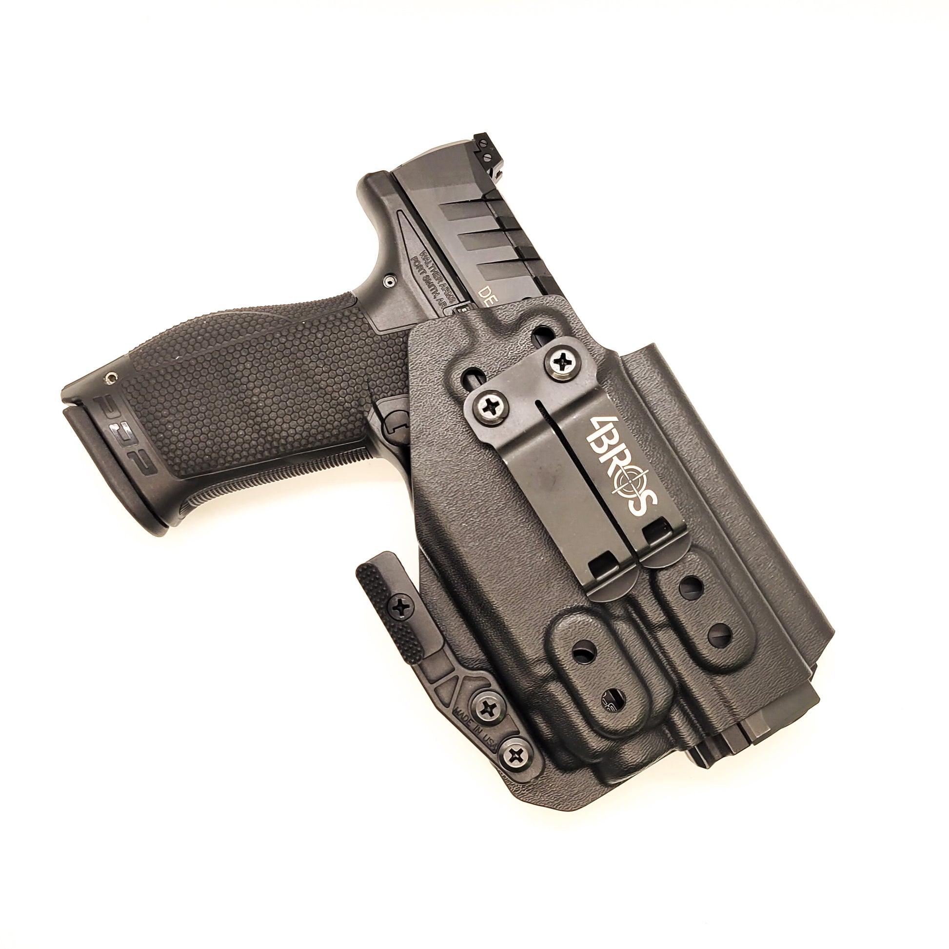 For the best concealed carry Inside Waistband IWB AIWB Holster designed to fit the Walther PDP 4" Full-Size & Compact pistol with Streamlight TLR-8 on the firearm, shop Four Brothers Holsters. Cut for red dot sight, full sweat guard, adjustable retention & open muzzle for threaded barrels & compensators.