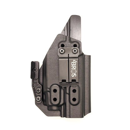 For the best concealed carry Inside Waistband IWB AIWB Holster designed to fit the Walther PDP Pro SD Compact 4" pistol and Streamlight TLR-8 mounted on the firearm, shop Four Brothers Holsters. Cut for red dot sight, full sweat guard, adjustable retention & open muzzle for threaded barrels & compensators.