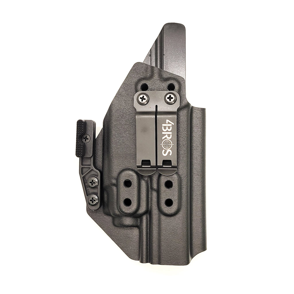 For the best concealed carry Inside Waistband IWB AIWB Holster designed to fit the Walther PDP Pro SD 4.6" pistol with Streamlight TLR-8 on the firearm, shop Four Brothers Holsters. Cut for red dot sight, full sweat guard, adjustable retention & open muzzle for threaded barrels & compensators. TLR8 ProSD