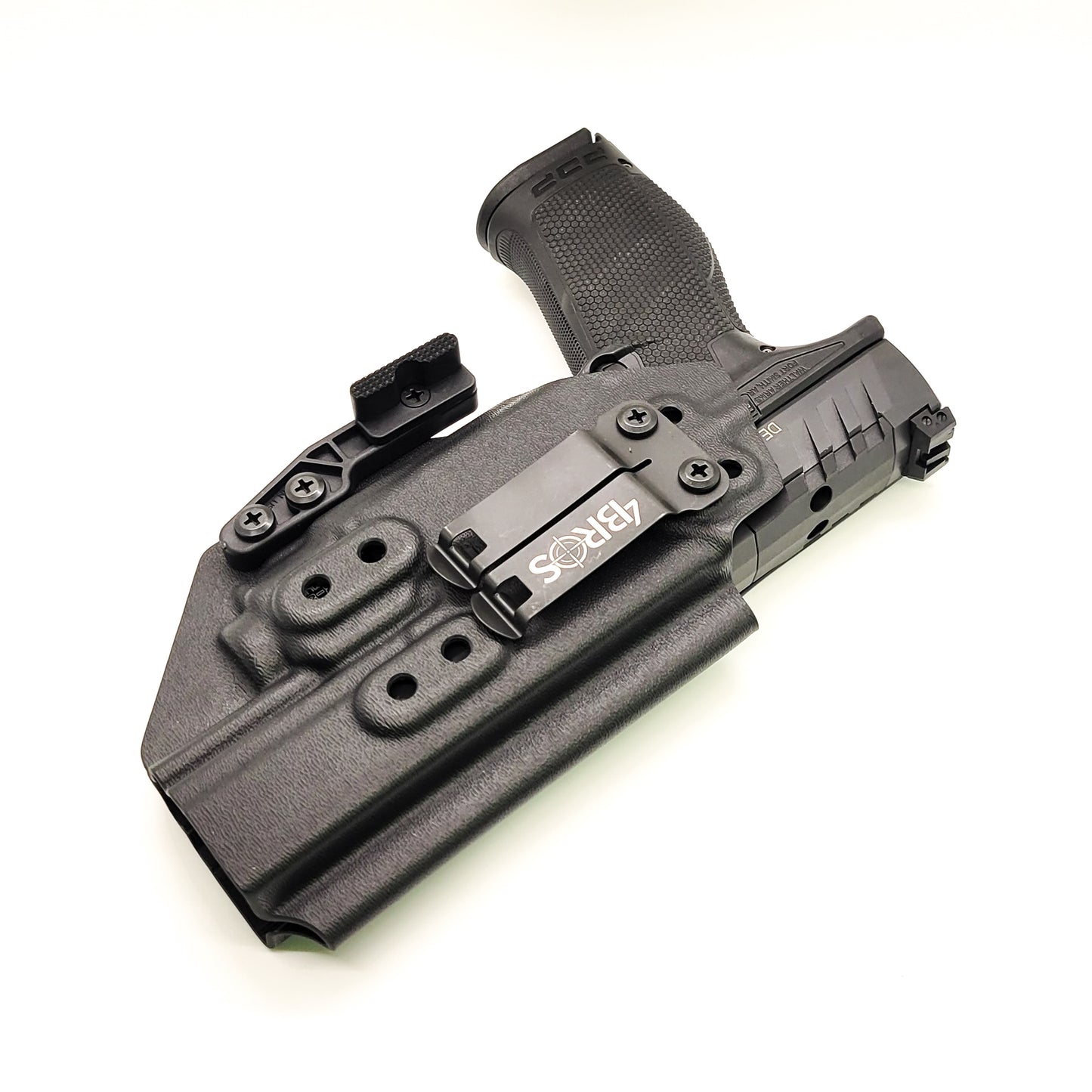 For the best concealed carry Inside Waistband IWB AIWB Holster designed to fit the Walther PDP Compact 5" pistol with Streamlight TLR-8 on the firearm, shop Four Brothers Holsters. Cut for red dot sight, full sweat guard, adjustable retention & open muzzle for threaded barrels & compensators.