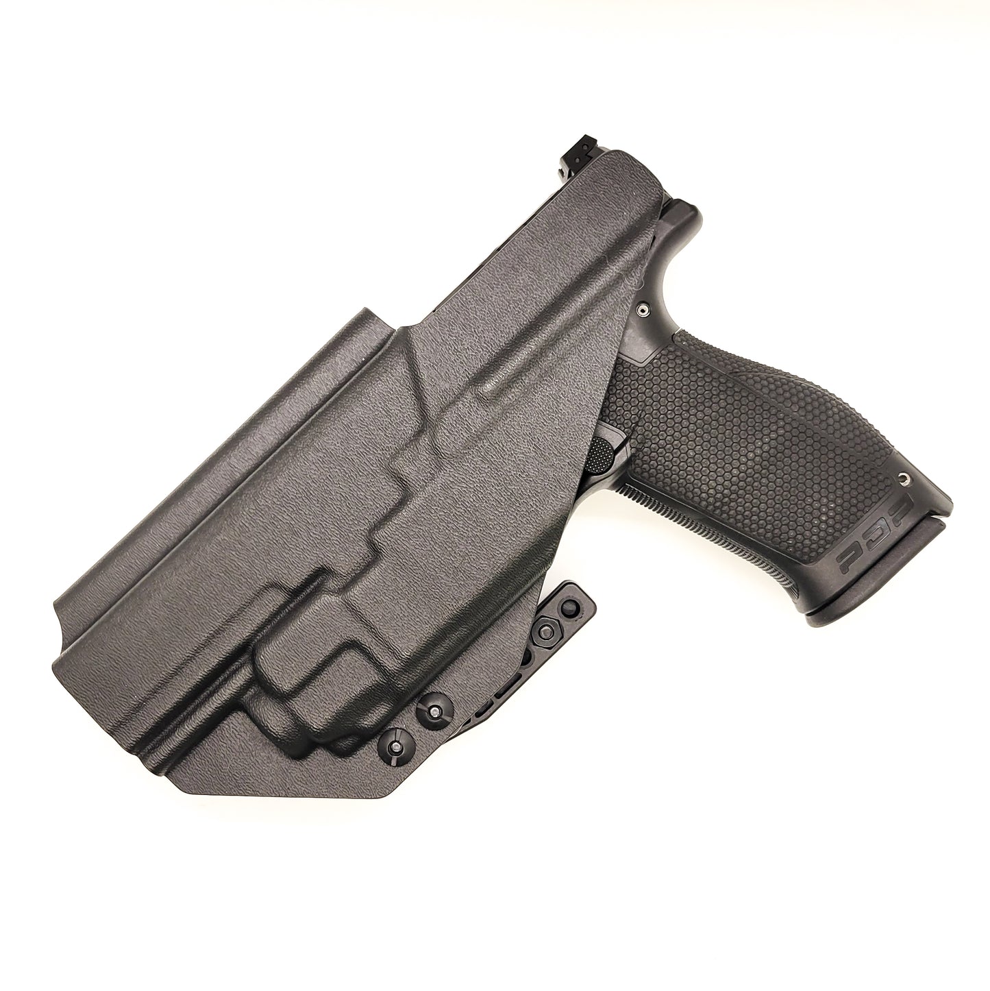 For the best concealed carry Inside Waistband IWB AIWB Holster designed to fit the Walther PDP Compact 5" pistol with Streamlight TLR-8 on the firearm, shop Four Brothers Holsters. Cut for red dot sight, full sweat guard, adjustable retention & open muzzle for threaded barrels & compensators.