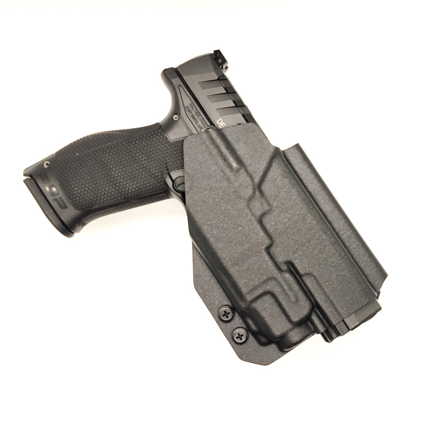 For the best OWB Outside Waistband Taco Style Holster designed to fit the Walther PDP Compact 4" pistol with the Streamlight TLR-8 mounted on the firearm, shop Four Brothers Holsters. Cut for red dot sight, full sweat guard, adjustable retention & open muzzle for threaded barrels & compensators.