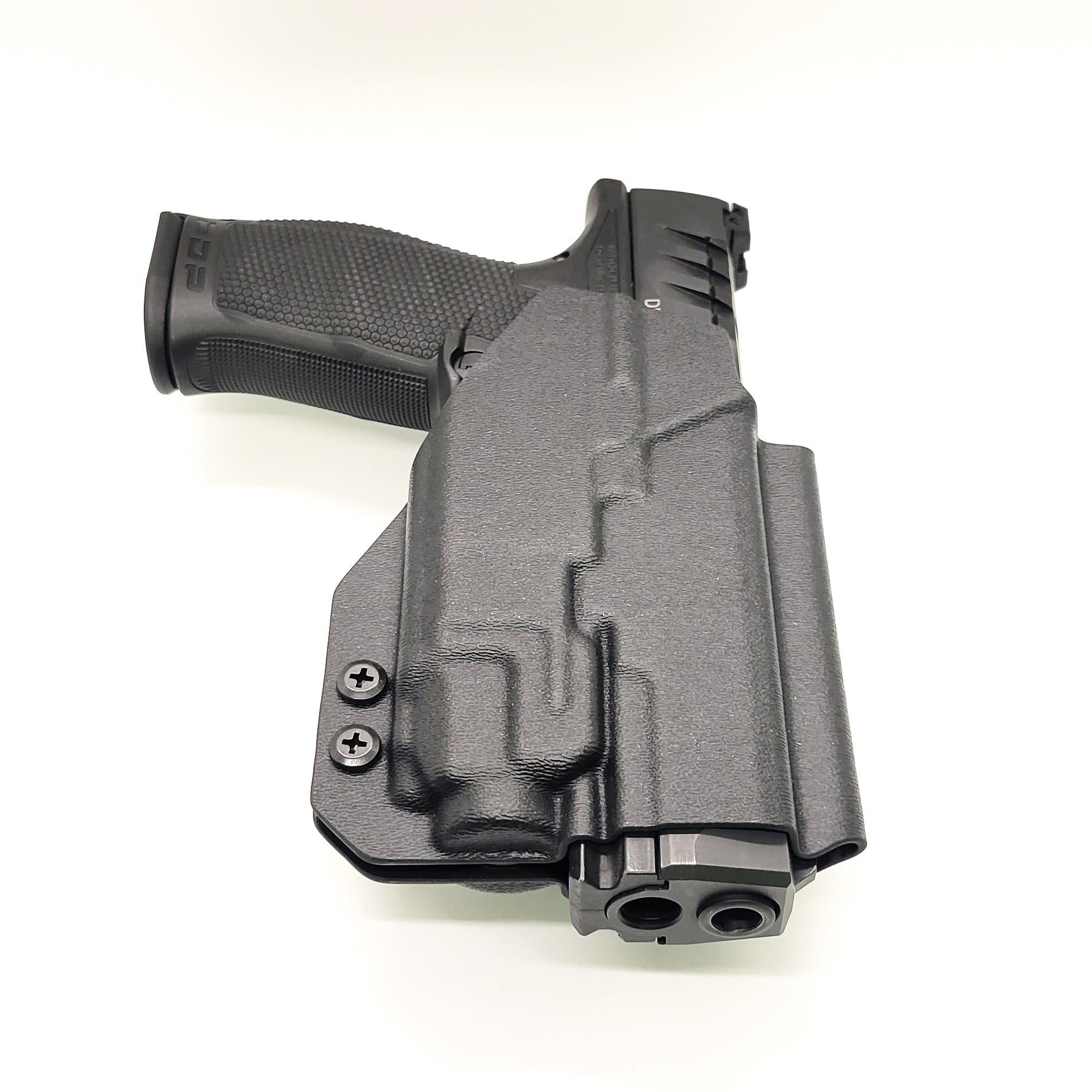 For the best OWB Outside Waistband Taco Style Holster designed to fit the Walther PDP Compact 4" pistol with the Streamlight TLR-8 mounted on the firearm, shop Four Brothers Holsters. Cut for red dot sight, full sweat guard, adjustable retention & open muzzle for threaded barrels & compensators.