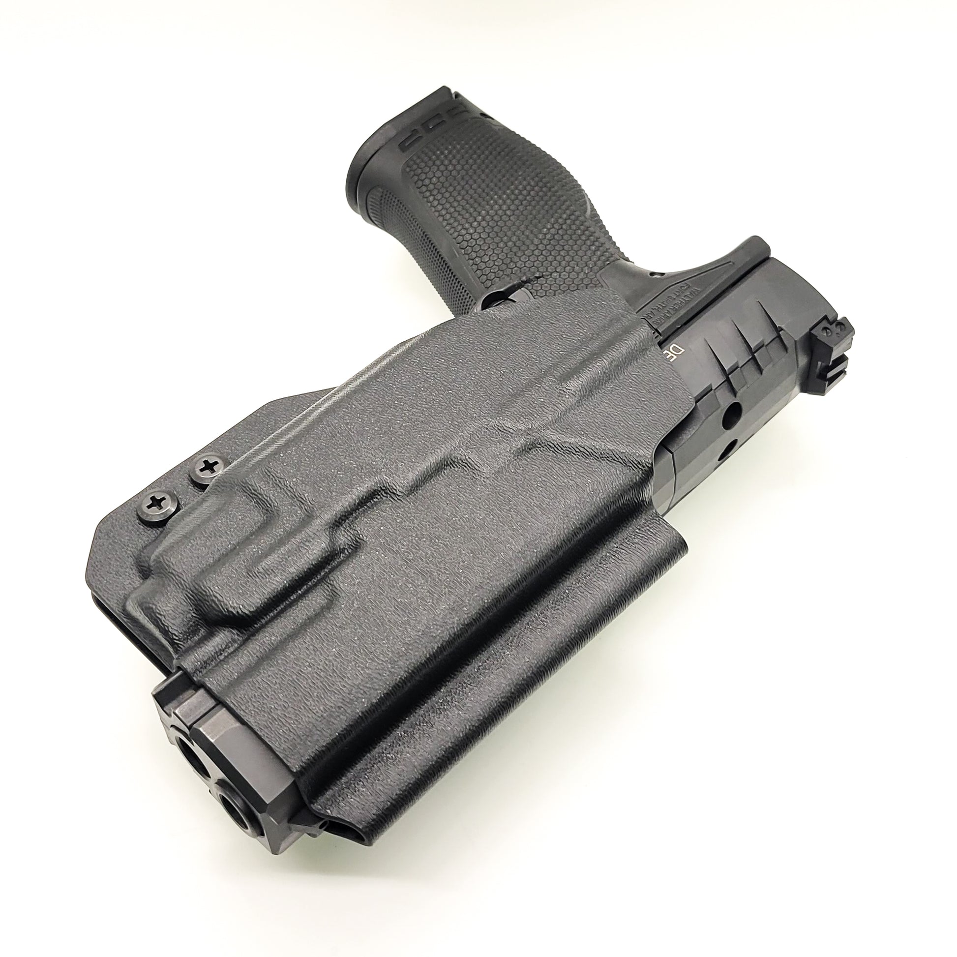 For the best OWB Outside Waistband Taco Style Holster designed to fit the Walther PDP Compact 4" pistol with the Streamlight TLR-8 mounted on the firearm, shop Four Brothers Holsters. Cut for red dot sight, full sweat guard, adjustable retention & open muzzle for threaded barrels & compensators.