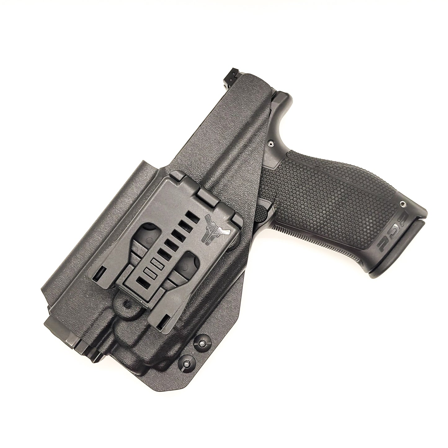 For the best OWB Outside Waistband Taco Style Holster designed to fit the Walther PDP Compact 4" pistol with the Streamlight TLR-8 mounted on the firearm, shop Four Brothers Holsters. Cut for red dot sight, full sweat guard, adjustable retention & open muzzle for threaded barrels & compensators.