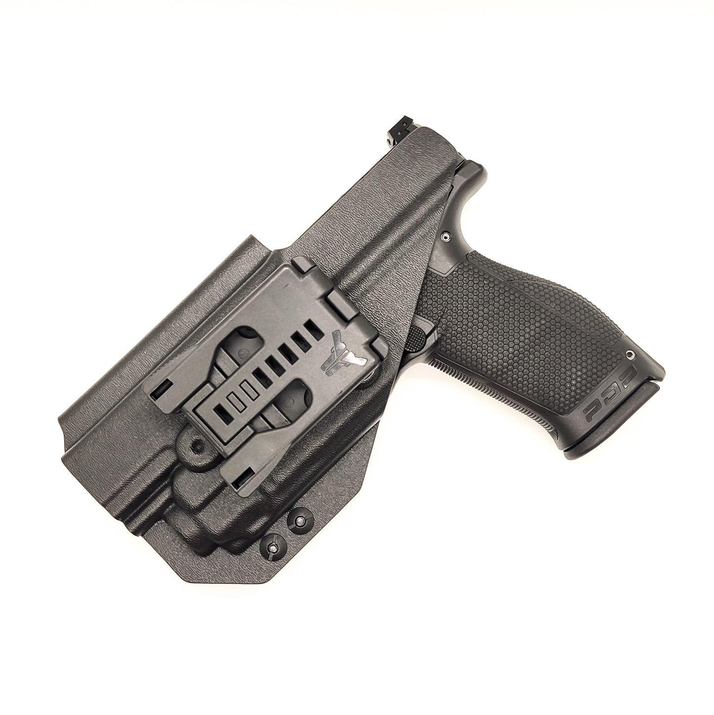 For the best Outside Waistband Taco Style Holster designed to fit the Walther PDP Pro SD Compact 4" pistol with the Streamlight TLR-8 mounted on the firearm, shop Four Brothers Holsters. Cut for red dot sight, full sweat guard, adjustable retention & open muzzle for threaded barrels & compensators.