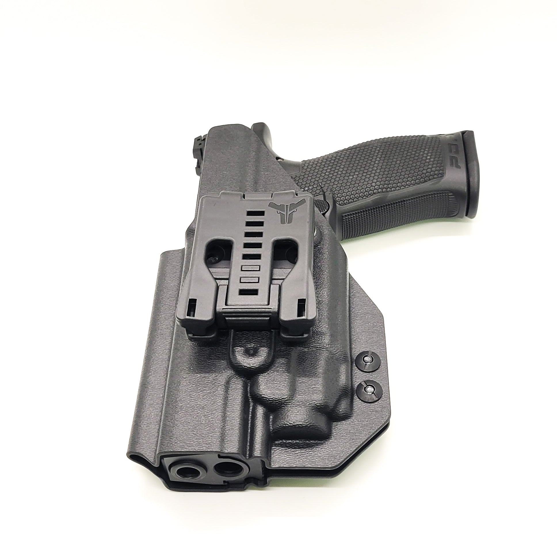 For the best Outside Waistband Taco Style Holster designed to fit the Walther PDP Pro SD Compact 4.6" pistol with a 4" slide and 4.6" threaded barrel with the Streamlight TLR-8 or TLR-8A mounted on the firearm, shop Four Brothers Holsters. Cut for red dot sight, full sweat guard, adjustable retention & open muzzle. 