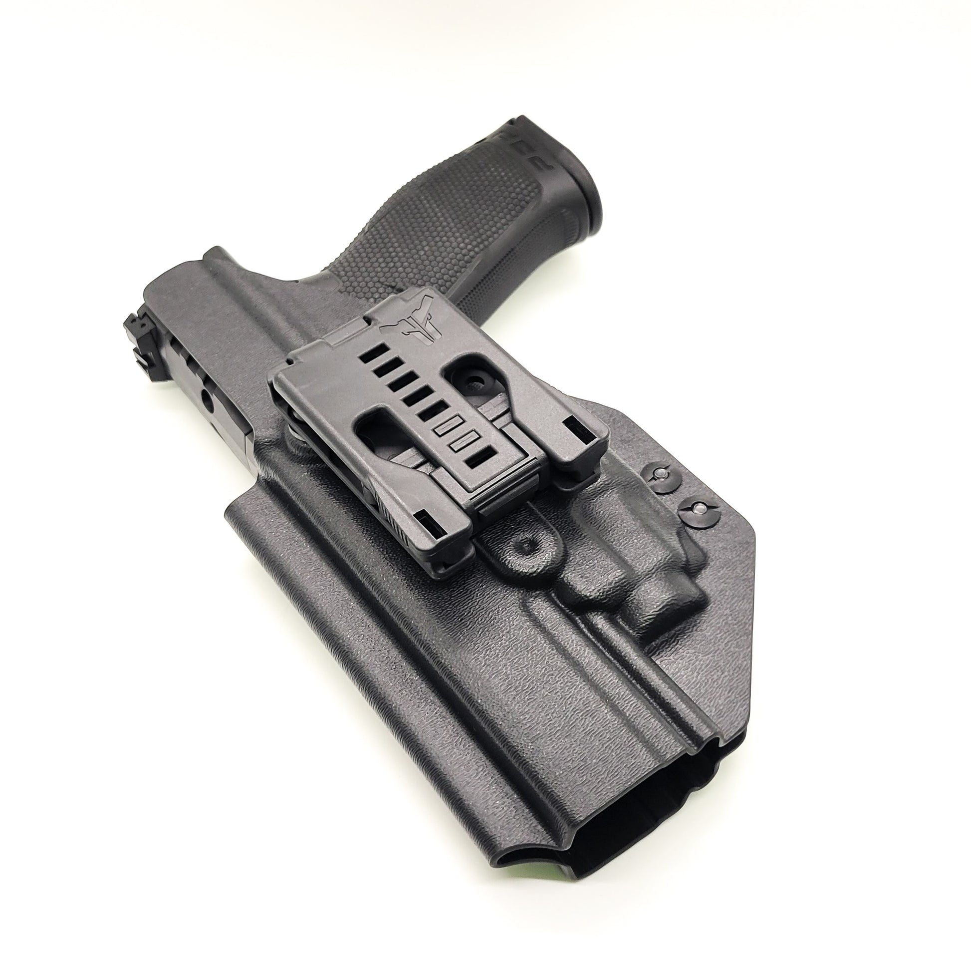 For the best Outside Waistband Taco Style Holster designed to fit the Walther PDP 5" Full-Size pistol with the Streamlight TLR-8 mounted on the firearm, shop Four Brothers Holsters. Cut for red dot sight, full sweat guard, adjustable retention & open muzzle for threaded barrels & compensators.