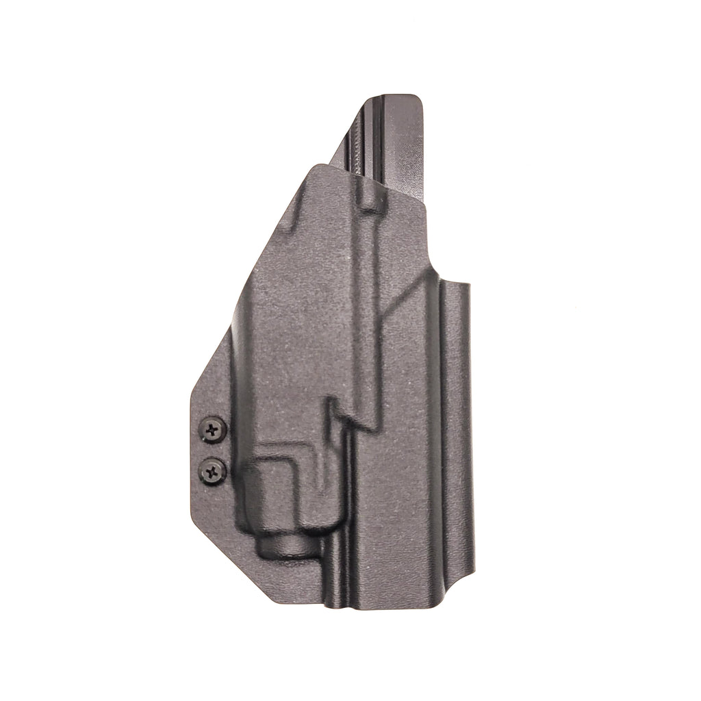 For the best, highest quality, OWB Outside Waistband Holster designed to fit the Springfield Armory Echelon and Streamlight TLR-8A, shop Four Brothers Holters. Cleared for a red dot sight. Full sweat guard, adjustable retention, minimal material, and smooth edges to reduce printing. Proudly made in the USA.