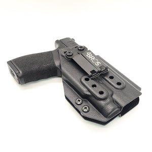 Inside Waistband Holster designed to fit the Springfield Hellcat Pro pistol with the Streamlight TLR-7 Sub 1913 light mounted to the handgun. The holster retention is on the light itself and not the pistol. Full sweat guard, adjustable retention, minimal material and smooth edges to reduce printing. Made in the USA.