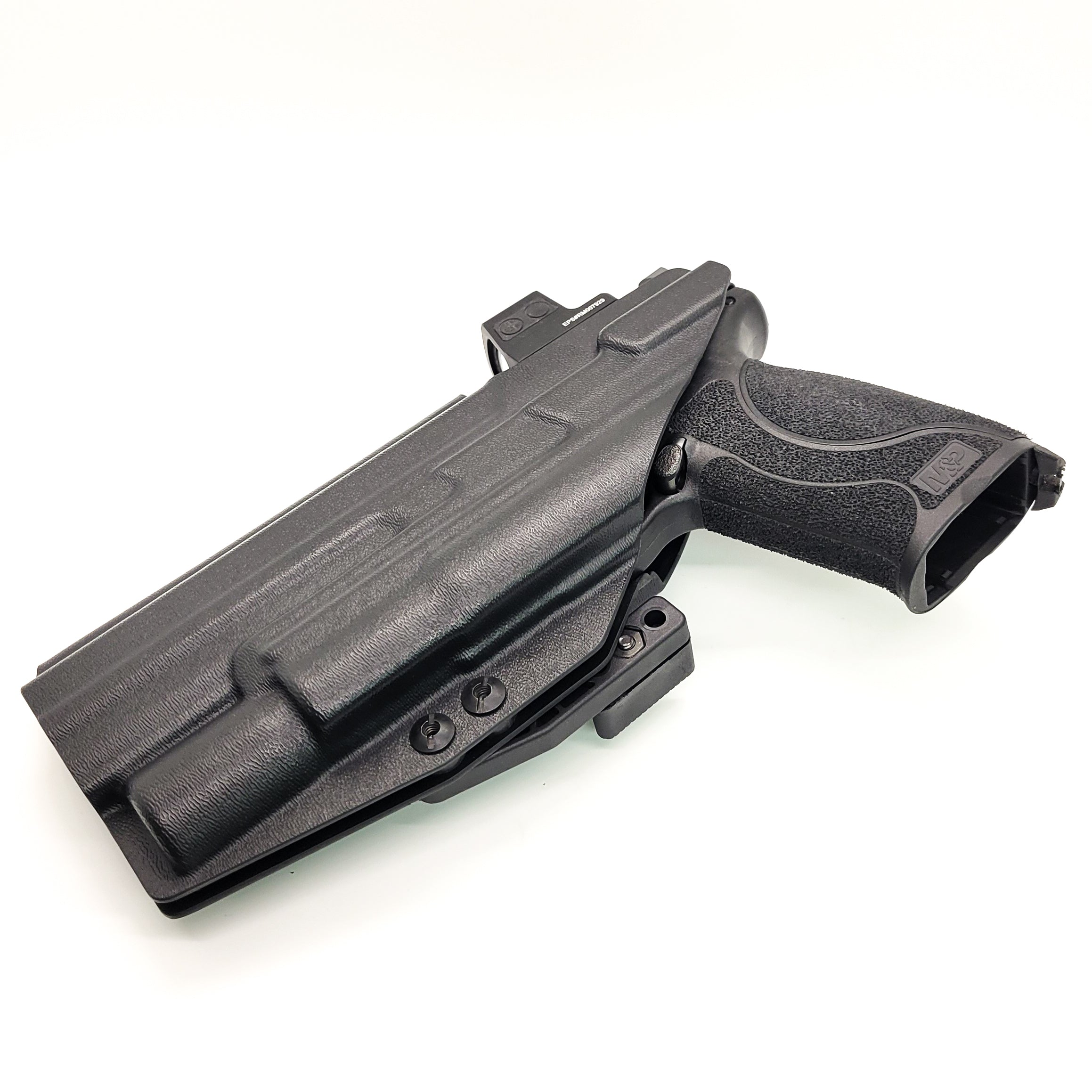 For the best Inside Waistband IWB AIWB Holster designed to fit the Smith and Wesson M&P 10MM 5.6" Performance Center M2.0 pistol with thumb safety & Surefire X300U-A, X300U-B, X-300T-A, or X-300T-B weapon light, shop four brothers. Full sweat guard, adjustable retention, cleared for a red dot sight. Made in the USA.