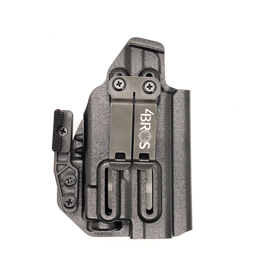 For the best Inside Waistband AIWB IWB Kydex Holster designed to fit the Sig Sauer P365-AXG LEGION with Streamlight TLR-7 or TLR-7A & TLR-7X, shop Four Brothers Holsters. Full sweat guard, adjustable retention, smooth for reduced printing. Made in the USA. Open muzzle for threaded barrels, cleared for red dot sights.