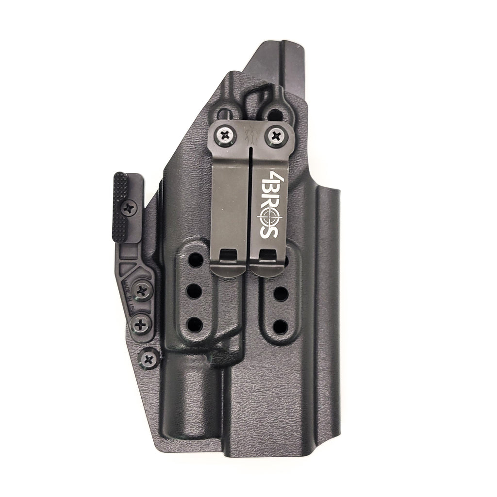 For the best, Inside Waistband IWB AIWB Appendix Kydex Holster designed to fit the Springfield Armory 1911 DS Prodigy 5" & 4.25" & Surefire X300U X300 X 300 A & B & red dot sight optic, shop to Four Brothers Holsters. Full sweat guard, adjustable retention, minimal material. reduced printing. Proudly made in the USA