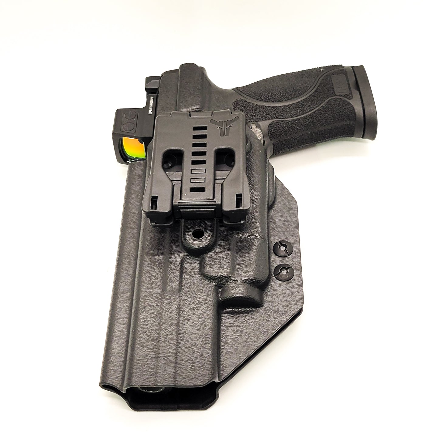 For the best Outside Waistband OWB Kydex Holster designed to fit the Smith & Wesson M&P 10mm 5.6" Performance Center M2.0 pistol with thumb safety & TLR-7A or TLR-7X, shop Four Brothers Holsters.  Full sweat guard, adjustable retention. Made in the USA Open muzzle for threaded barrels, cleared for red dot sights.  