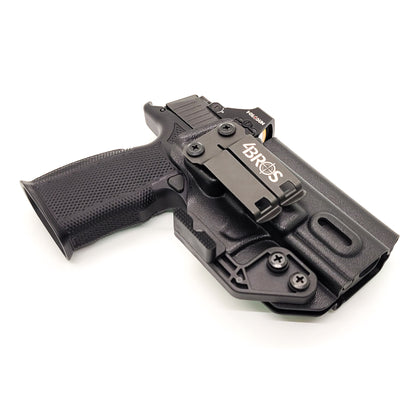 For the best concealed IWB AIWB Inside Waistband Holster designed to fit the Sig Sauer P365-XMACRO, P365XL or P365 slide with the Icarus Precision A.C.E. 365 "X" MACRO or A.C.E. 365 XL EVO Grip Module, shop Four Brothers Holsters. Full sweat guard, Open muzzle for threaded barrels, cut for red dot sights. MACRO X 365