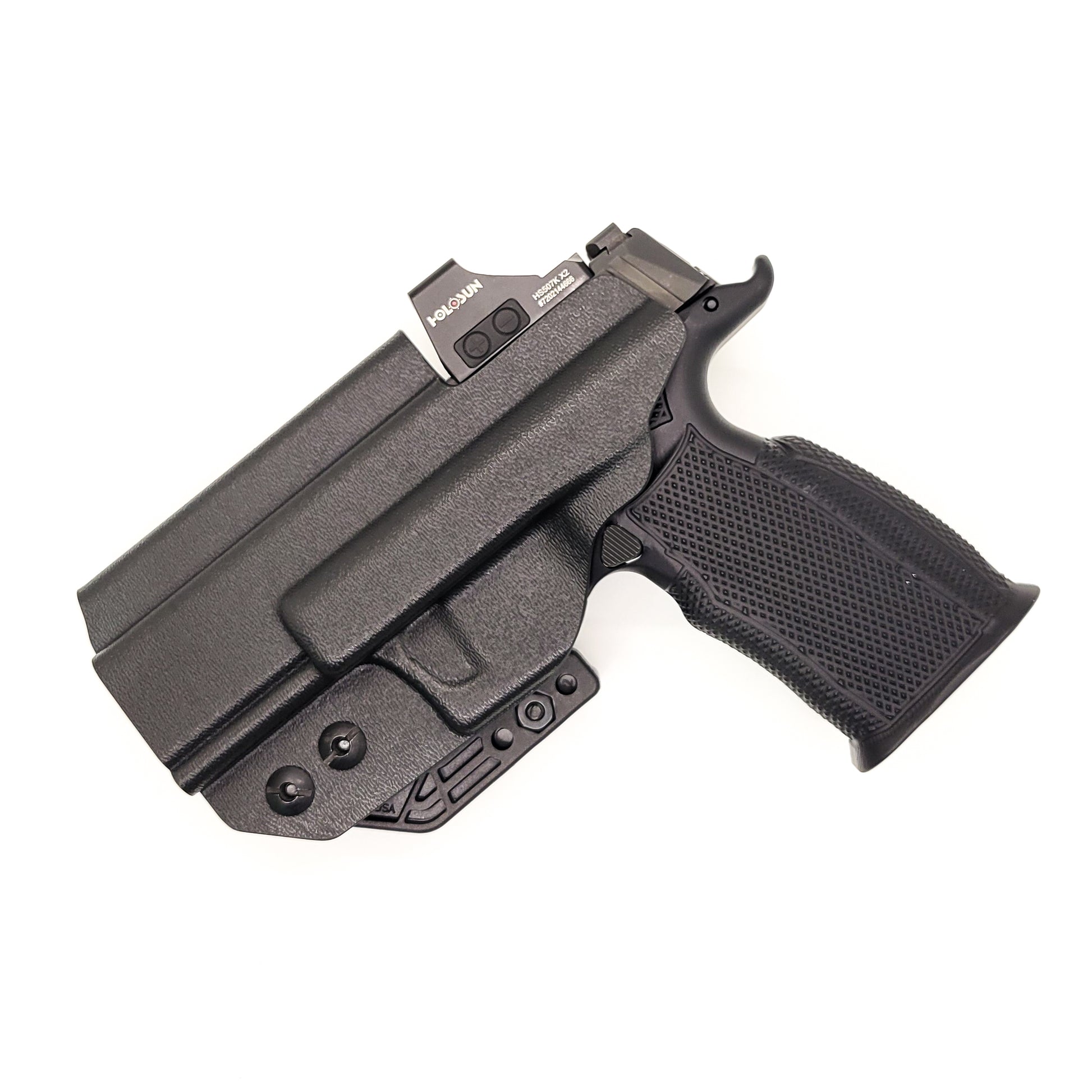 For the best concealed IWB AIWB Inside Waistband Holster designed to fit the Sig Sauer P365-XMACRO, P365XL or P365 slide with the Icarus Precision A.C.E. 365 "X" MACRO or A.C.E. 365 XL EVO Grip Module, shop Four Brothers Holsters. Full sweat guard, Open muzzle for threaded barrels, cut for red dot sights. MACRO X 365