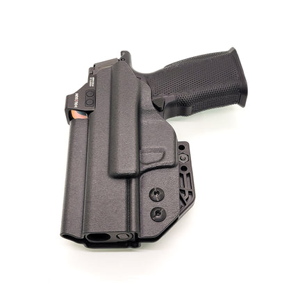 For the best concealed IWB AIWB Inside Waistband Holster designed to fit the Sig Sauer P365-XMACRO, P365XL or P365 slide with the Icarus Precision A.C.E. 365 "X" MACRO or A.C.E. 365 XL EVO Grip Module, shop Four Brothers Holsters. Full sweat guard, Open muzzle for threaded barrels, cut for red dot sights. MACRO X 365