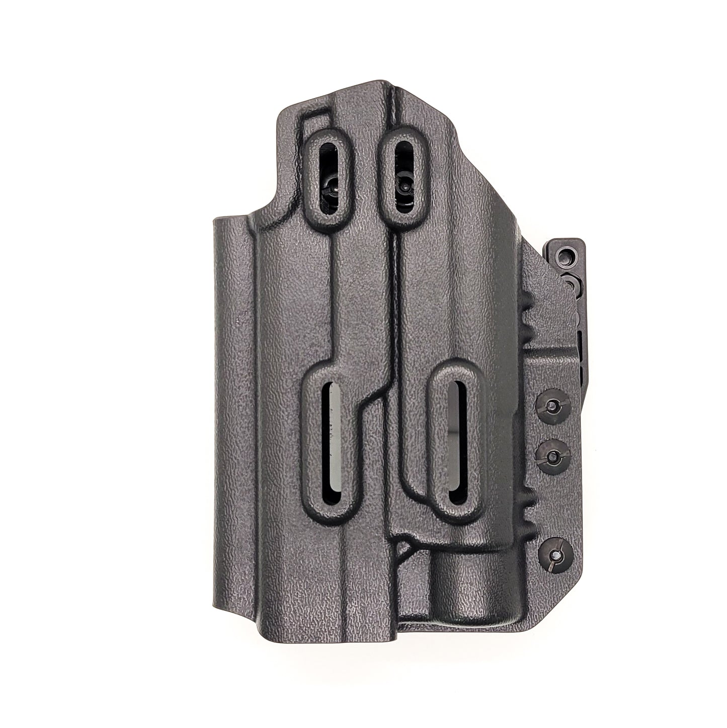 For the best inside IWB AIWB Waistband Taco Style Kydex Holster designed to fit the Sig Sauer P320-XTEN Comp with the Streamlight TLR-1 or TLR-1 HL attached to the pistol shop Four Brothers Holsters. Full Sweat Guard, Adjustable Retention. Profile cut to allow red dot sights. Made in the USA. P 320 XTEN P320 XTEN