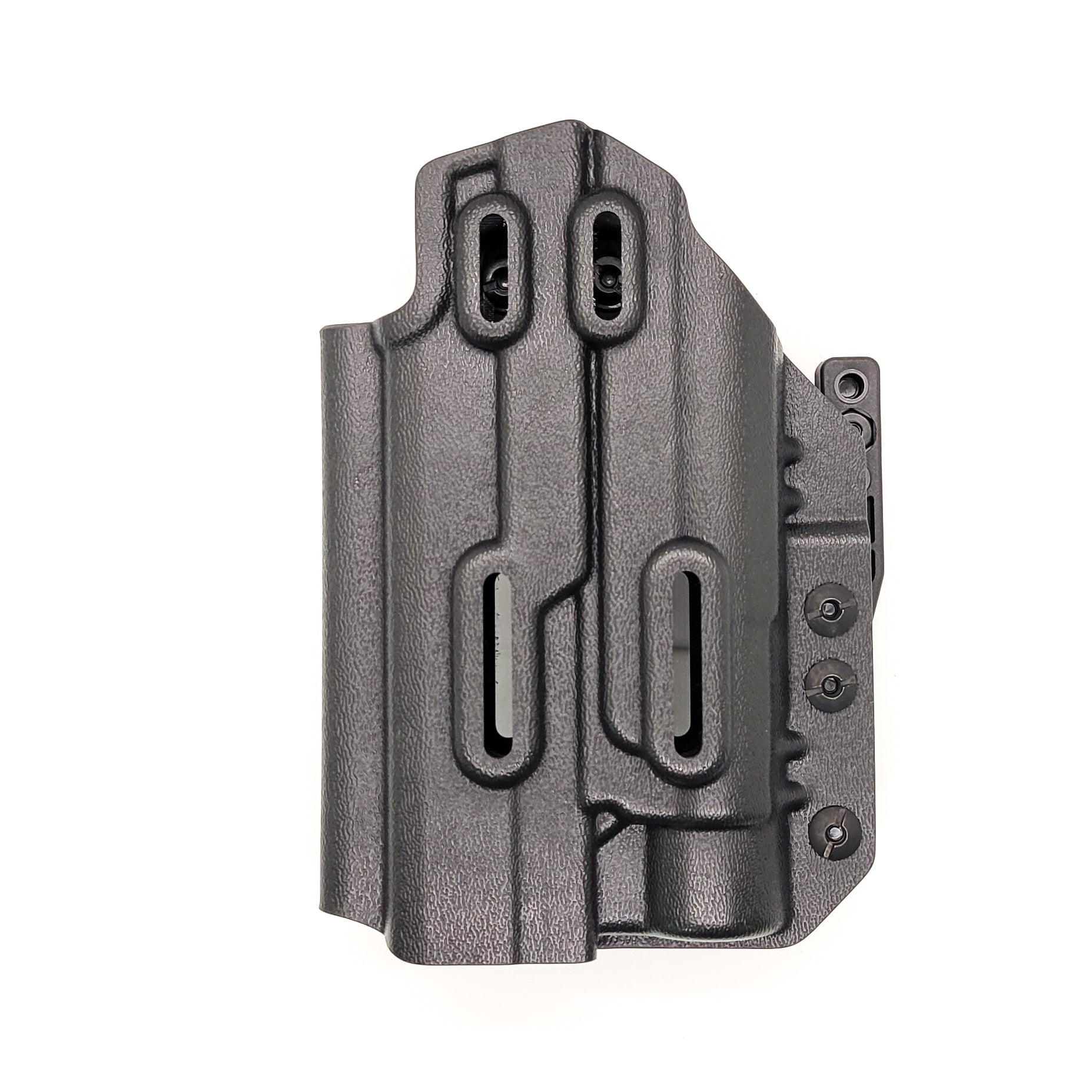 For the best inside IWB AIWB Waistband Taco Style Kydex Holster designed to fit the Sig Sauer P320-XTEN Comp with the Streamlight TLR-1 or TLR-1 HL attached to the pistol shop Four Brothers Holsters. Full Sweat Guard, Adjustable Retention. Profile cut to allow red dot sights. Made in the USA. P 320 XTEN P320 XTEN