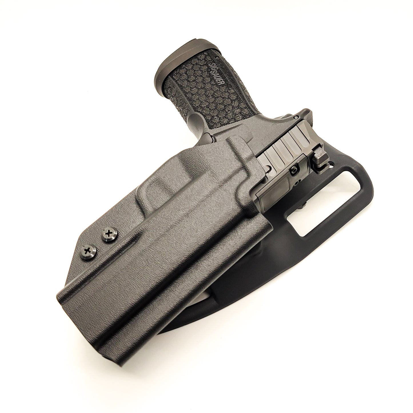 For the best Outside Waistband Duty & Competition Kydex Holster designed to fit the Sig Sauer P365-FUSE, P365-XMACRO XMACRO COMP, P365-XMACRO TACOPS, and P365-XMACRO COMP ROMEOZERO ELITE handgun, shop Four Brothers Holsters. Full sweat guard, adjustable retention, Open muzzle, cut for red dot sight. P 365 FUSE