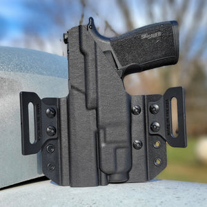 Our Outside Waistband Kydex Pancake holster for the Sig Sauer P365-XMACRO TACOPS with the Streamlight TLR-7 and TLR-7A is vacuum formed with a precision machined mold designed from the firearm and light combination.  Open Muzzle, Adjustable retention, Optic, and Red Dot ready. Made in USA. P365 P 365 X MACRO TACOPS