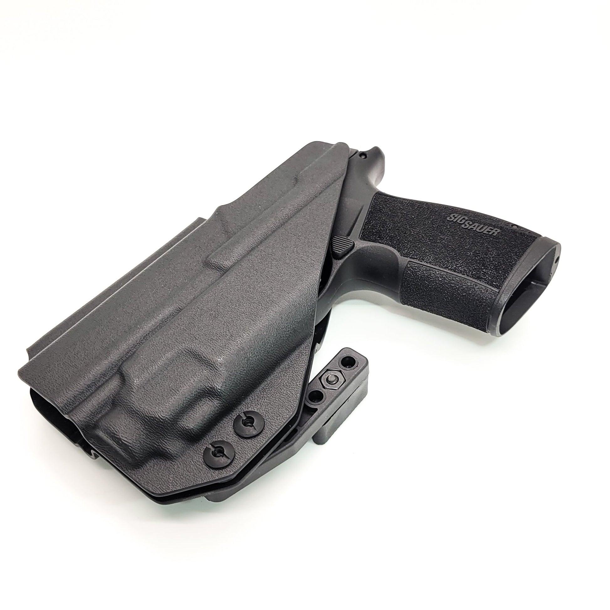 For the best Inside Waistband Kydex Holster designed to fit the Sig Sauer P365-XMACRO TACOPS with Streamlight TLR-8 Sub, shop Four Brothers Holsters.  Full sweat guard, adjustable retention, minimal material & smooth edges to reduce printing. Made in the USA. Open muzzle for threaded barrels, cleared for red dot. MACRO