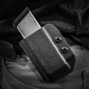 For the Best Kydex OWB Outside Waistband magazine pouch for the Springfield Hellcat Pro, shop Four Brothers Holsters. Suitable for belt widths of 1 1/2", 1 3/4, 2", and 2 1/4". Adjustable retention. Adjustable Cant Carrier Holster P365X-MACRO, Sig P365XL, Glock 43X & 48, Smith and Wesson Equalizer, and Shield Plus