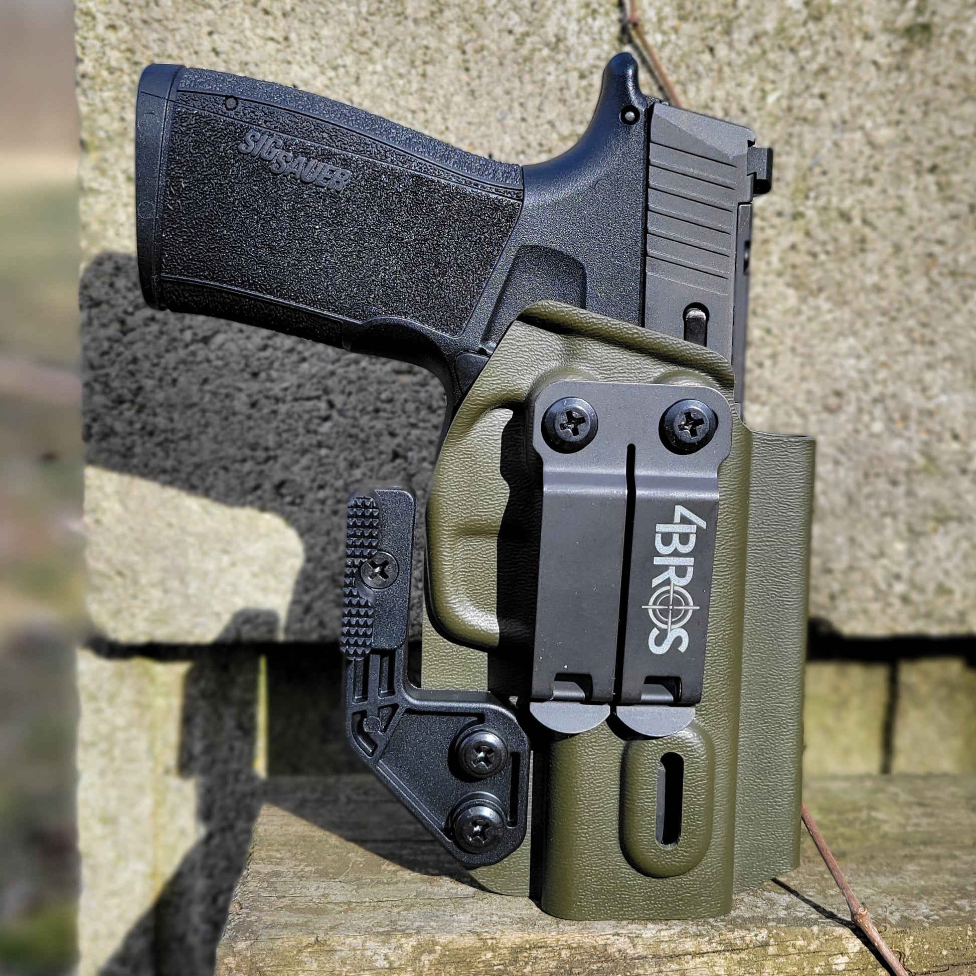 For the 2023 best Inside Waistband IWB AIWB Kydex Holster designed to fit the Sig Sauer P365-XMACRO COMP, P365-XMACRO, P365-XMACRO TACOPS, and P365-XMACRO COMP ROMEOZERO ELITE handgun, shop Four Brothers Holsters.  Full sweat guard, adjustable retention. Open muzzle for threaded barrel and cleared for red dot sights. 