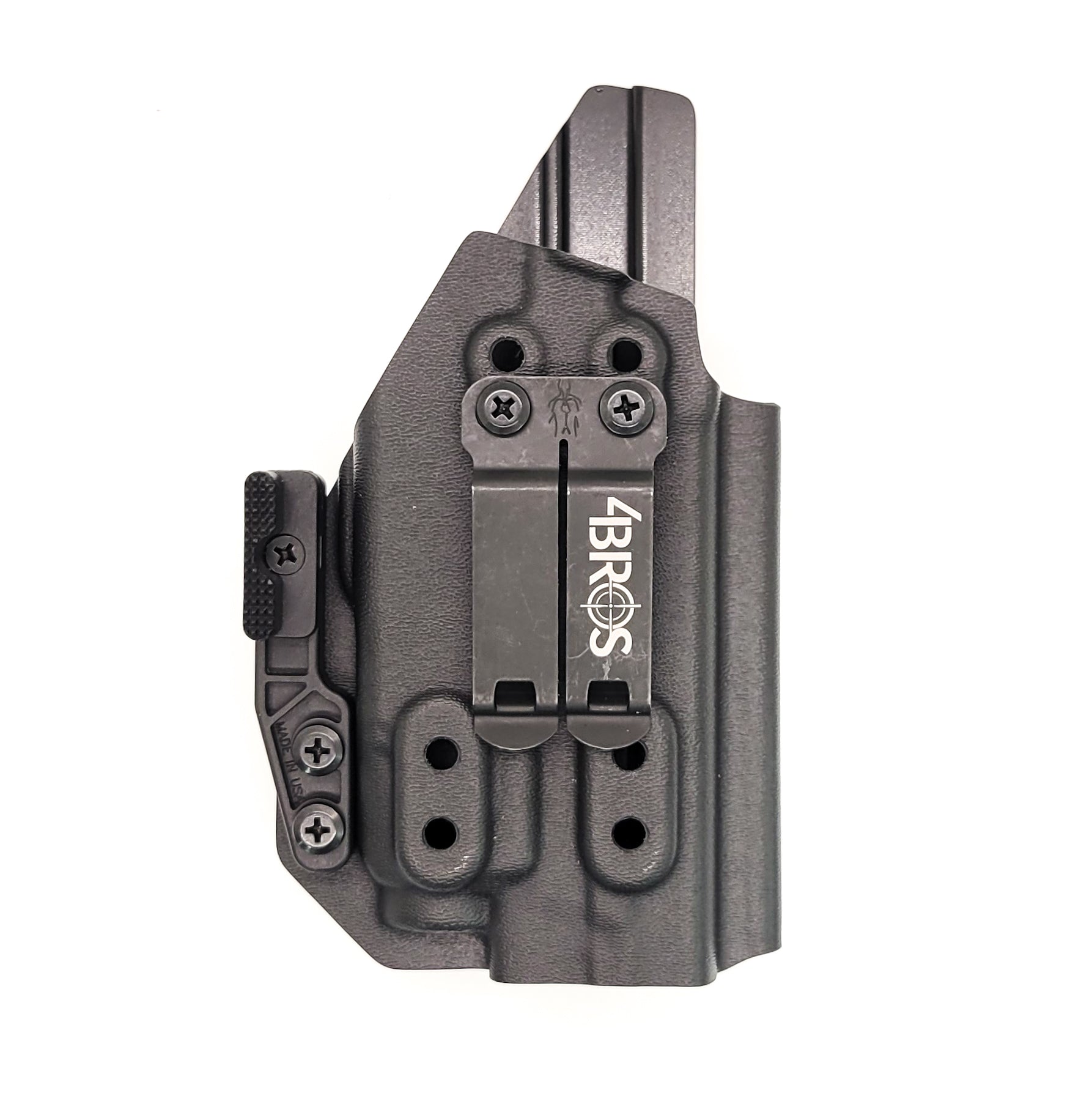 Best Inside Waistband IWB AIWB Kydex Holster designed to fit the Smith & Wesson M&P Compact 9mm 4" pistols with the Streamlight TLR-7 or TLR-7A light mounted to the pistol. Full sweat guard, adjustable retention, minimal material & smooth edges to reduce printing. Cleared for red dot sights. Proudly made in the USA. 