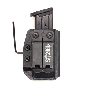 For the best, Inside Waistband IWB AIWB universal magazine carrier, holster, & pouch for the Sig P320, P365, P365XL, Glock 17, 17L, 19, 22, 23, 26, 27, 34, 35, 45, 31, 32, 33, .357 Sig, 9mm & 40 Walther, Smith & Wesson, Arex, H&K, and 509, 509T, LS EDGE FN magazines, shop Four Brothers Holsters. 4BROS, Made in the USA