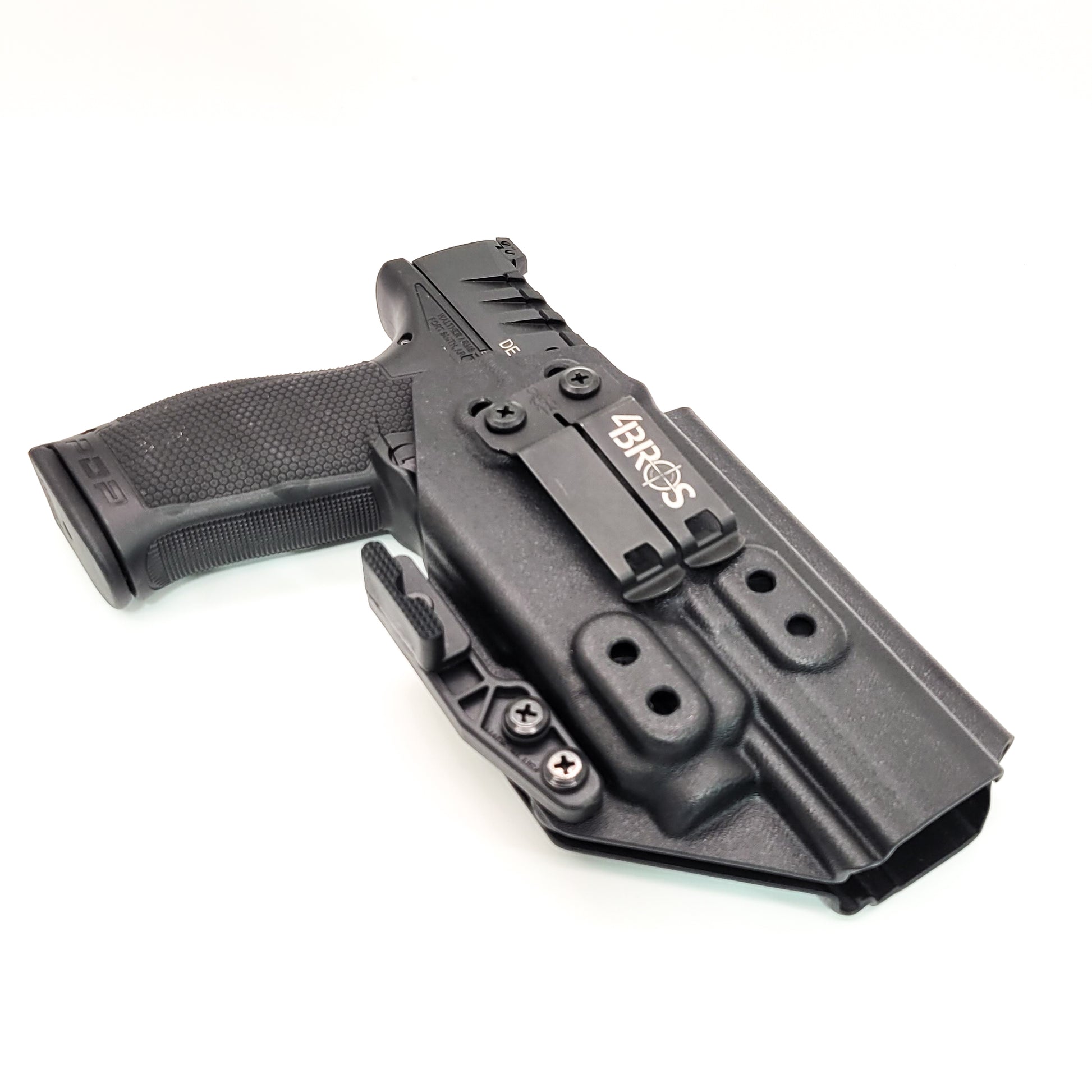 For the best concealed carry Inside Waistband IWB AIWB Holster designed to fit the Walther PDP 5" Full-Size & Compact pistol with Streamlight TLR-7A or TLR-7 on the firearm, shop Four Brothers Holsters. Cut for red dot sight, full sweat guard, adjustable retention & open muzzle for threaded barrels & compensators.