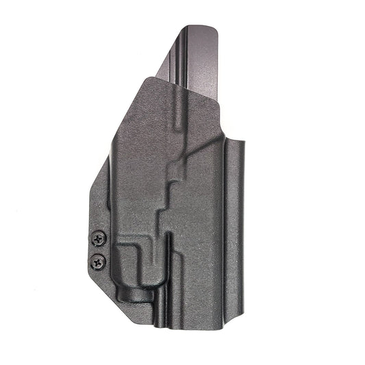 For the best Outside Waistband Taco Style Holster designed to fit the Walther PDP Pro SD Compact 4.6" pistol with a 4" slide and 4.6" threaded barrel with the Streamlight TLR-7A or TLR-7 mounted on the firearm, shop Four Brothers Holsters. Cut for red dot sight, full sweat guard, adjustable retention & open muzzle.