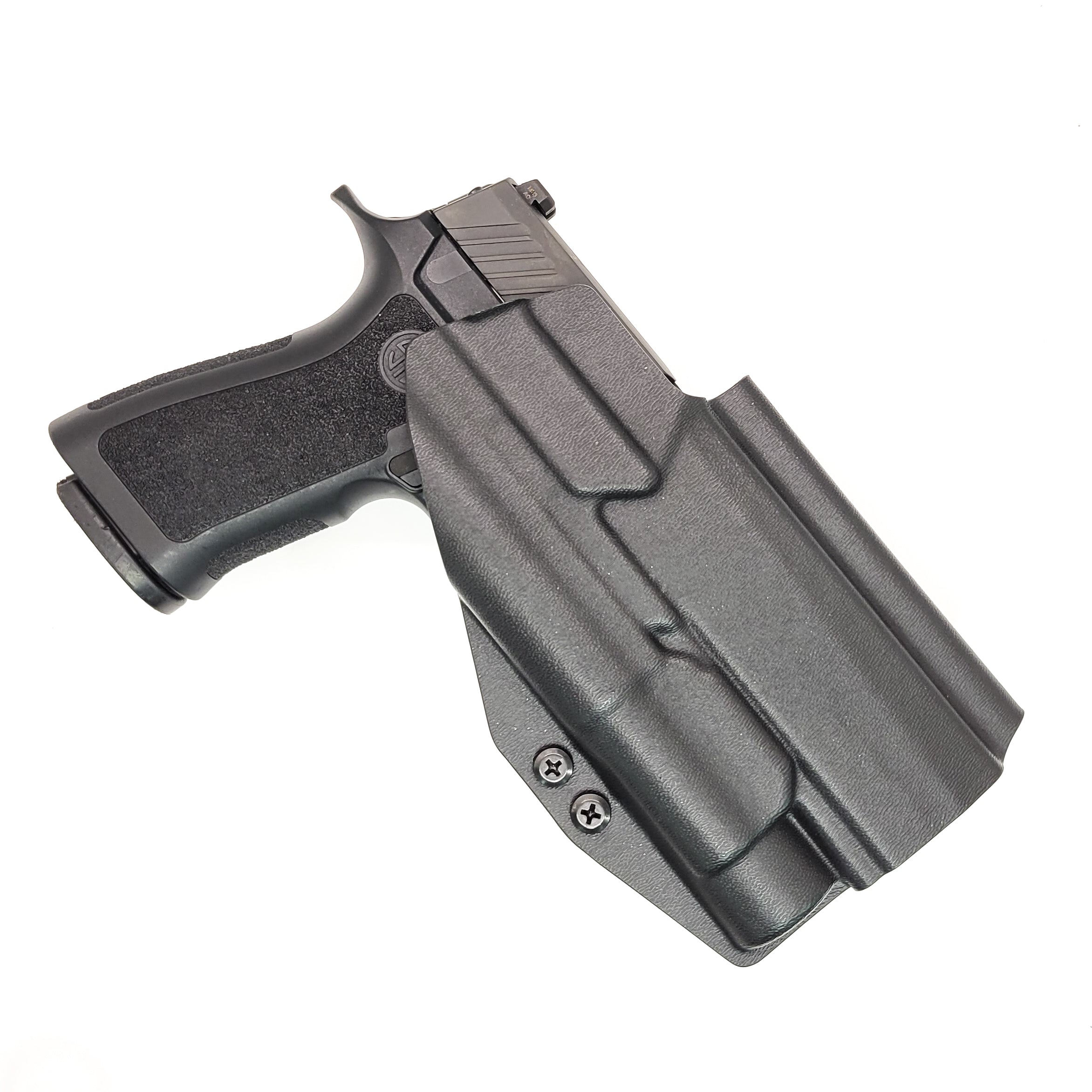 For the best Outside Waistband OWB Holster designed to fit the Sig Sauer P320 Full Size, Carry, Compact, M17, M18, and X-Five, X5 pistols with the Streamlight TLR-1, shop Four Brothers Holsters. Full sweat guard, adjustable retention. Made from .080" kydex with minimal material and smooth edges to reduce printing
