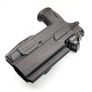 For the best, Outside Waistband Kydex Holster designed to fit the P320 AXG and AXG Pro with Streamlight TLR-1 and TLR-1HL weapon-mounted light and GoGuns USA Gas Pedal Holster shop Four Brothers Holsters.  The holster will accommodate the M17, M18, and X-Five models as well as the Carry and Compact. Made in the USA 