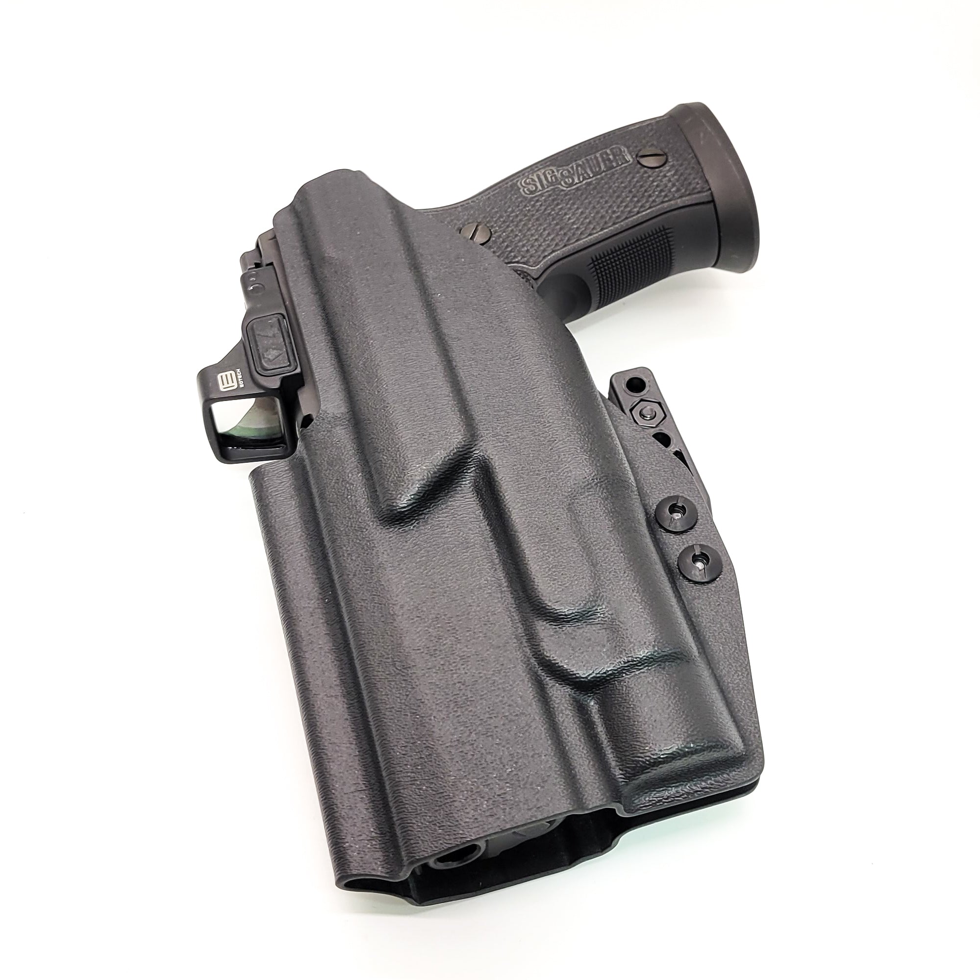 For the best IWB AIWB Inside Waistband Kydex Holster designed to fit the Sig Sauer P320 series of pistols with the Streamlight TLR-1 or TLR-1 HL light and GoGun USA Gas Pedal shop Four Brothers Holsters. This holster will hold the Full Size, Carry, M18, M17, X-Five & X-Five Legion with TLR-1HL light. Made in USA 
