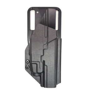 For the best outside waistband OWB Kydex duty or competition style holster designed to fit the Walther PDP 5" Full-Size, PDP Compact 5", and PDP Pro SD 4.5" pistols with the Streamlight TLR-7A or TLR-7 mounted on the firearm, shop Four Brothers Holsters. Cut for red dot sights, adjustable retention, and open muzzle for threaded barrel or compensator